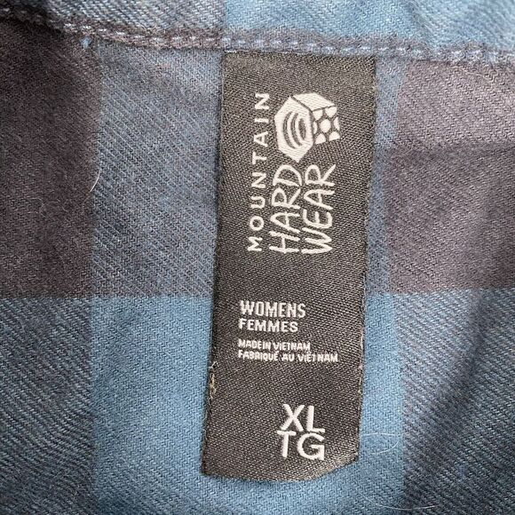 Mountain HardWear Women's XL Green Navy Plaid Long Sleeve Button Shirt Jacket. - Picture 4 of 5